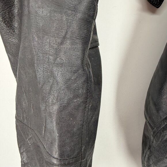 Allstate Leather chaps Black Fringe Size XL unisex lined buffalo - Picture 16 of 16